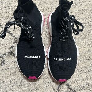 Balenciaga Black and Pink Sock Sneakers